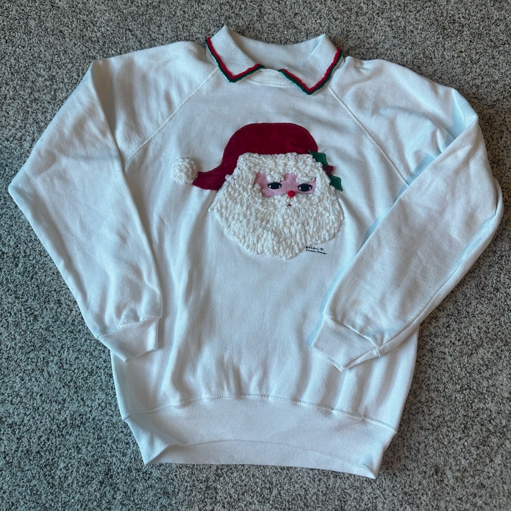 Vintage 90's Santa Christmas Sweatshirt 90's - Hanes Medium - Furever Friends